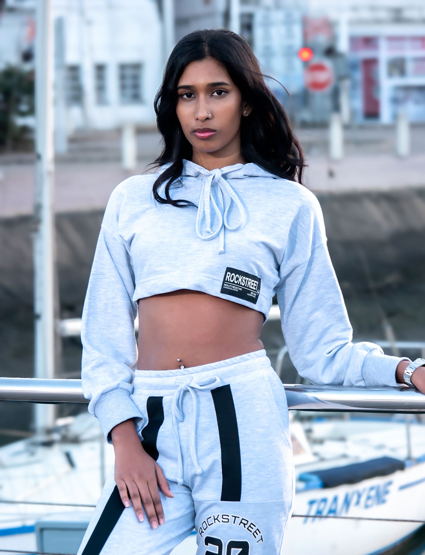 Ladies Long Sleeve Crop Hoody