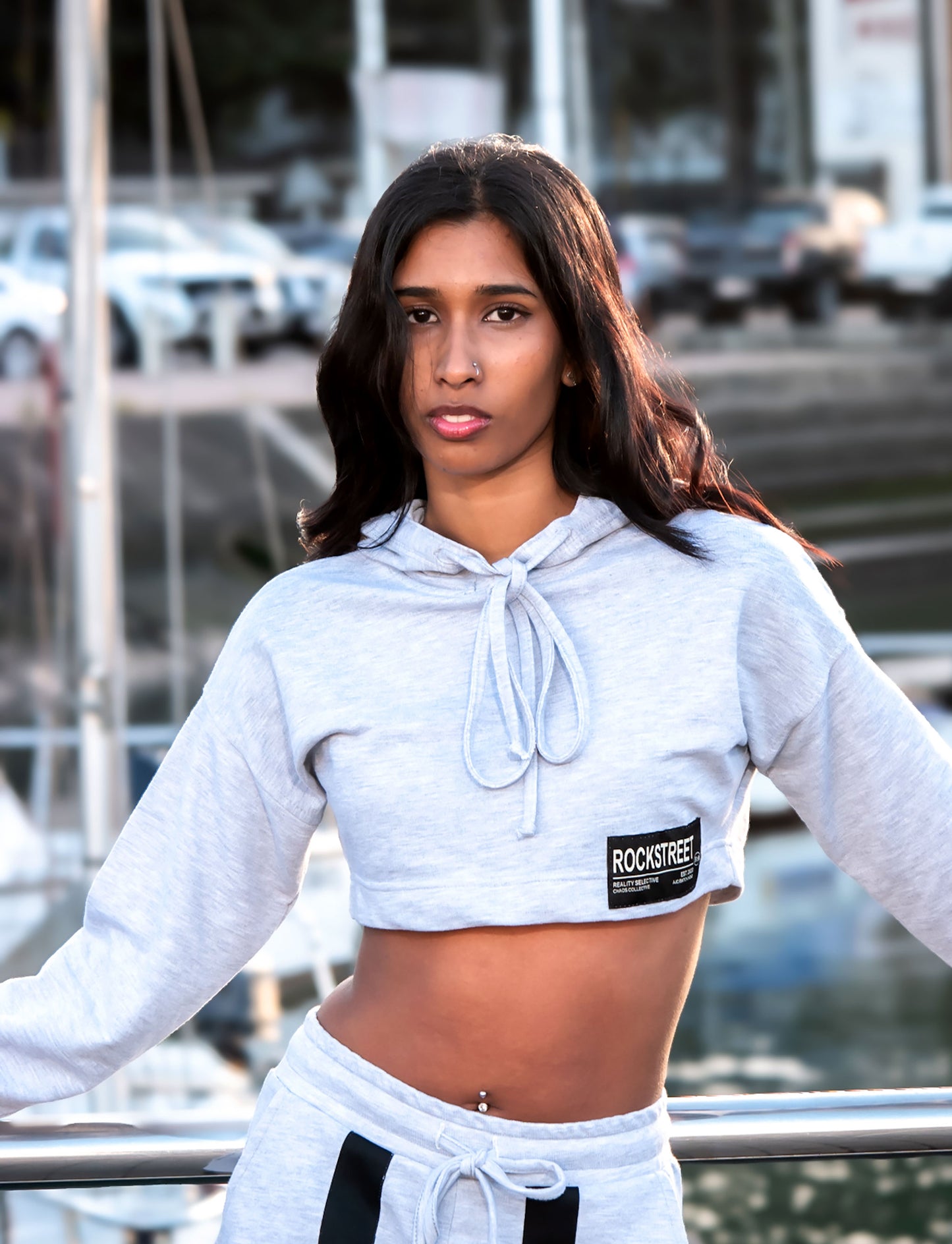 Ladies Long Sleeve Crop Hoody