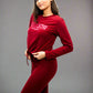 Ladies Long Sleeve Printed Lycra Sweat Top Burgundy 