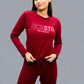 Ladies Long Sleeve Printed Lycra Sweat Top Burgundy 