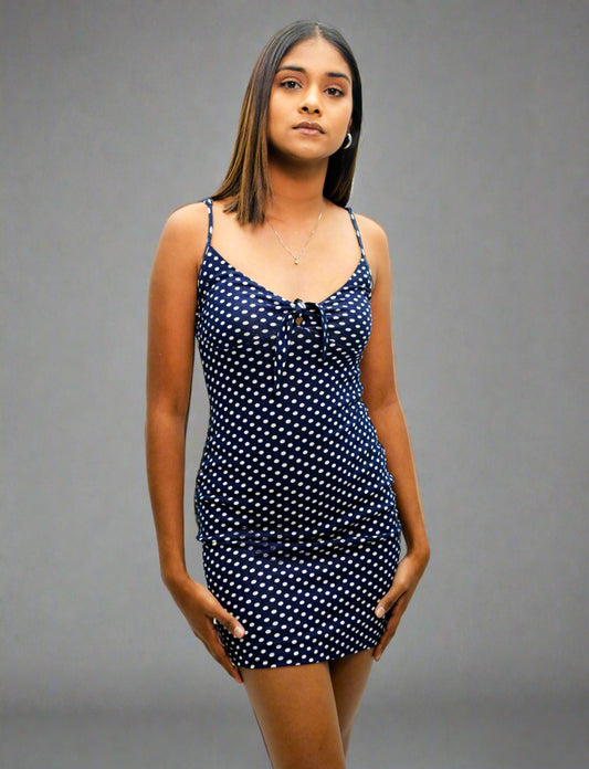 Ladies tie polka dotted dress