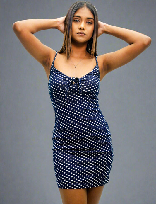 Ladies tie polka dotted dress