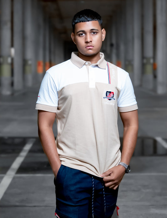 Mens Short Sleeve Golfer with Contrast Panel