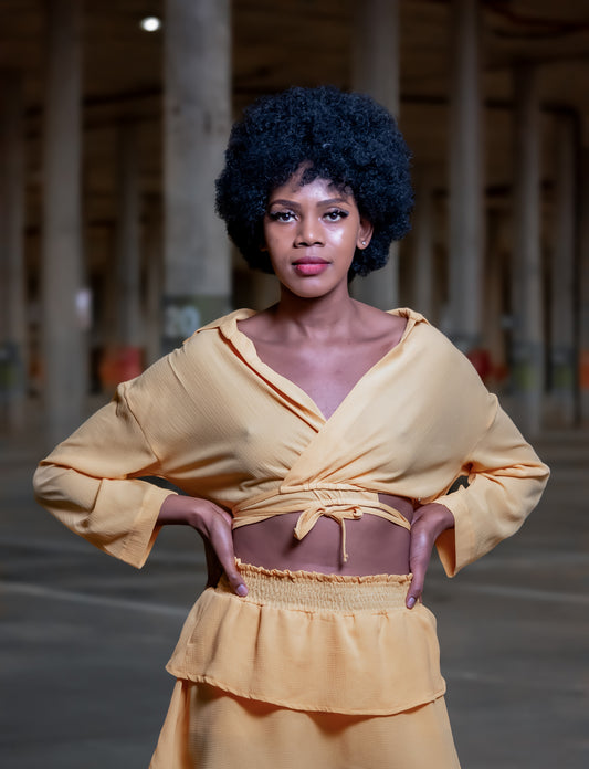 Ladies Yellow Wrap Top