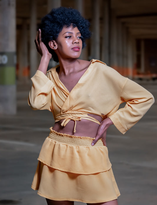 Ladies Yellow Wrap Top