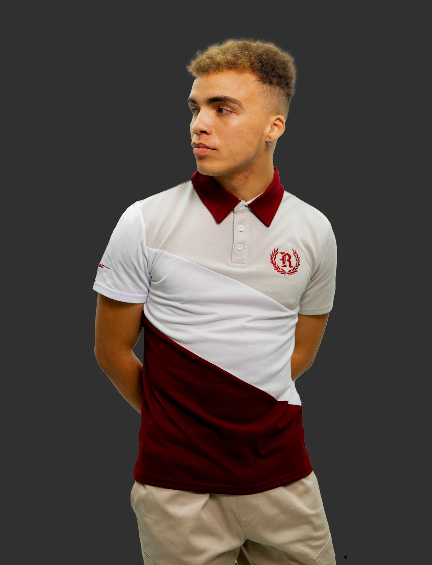 Mens short sleeve panel golfer