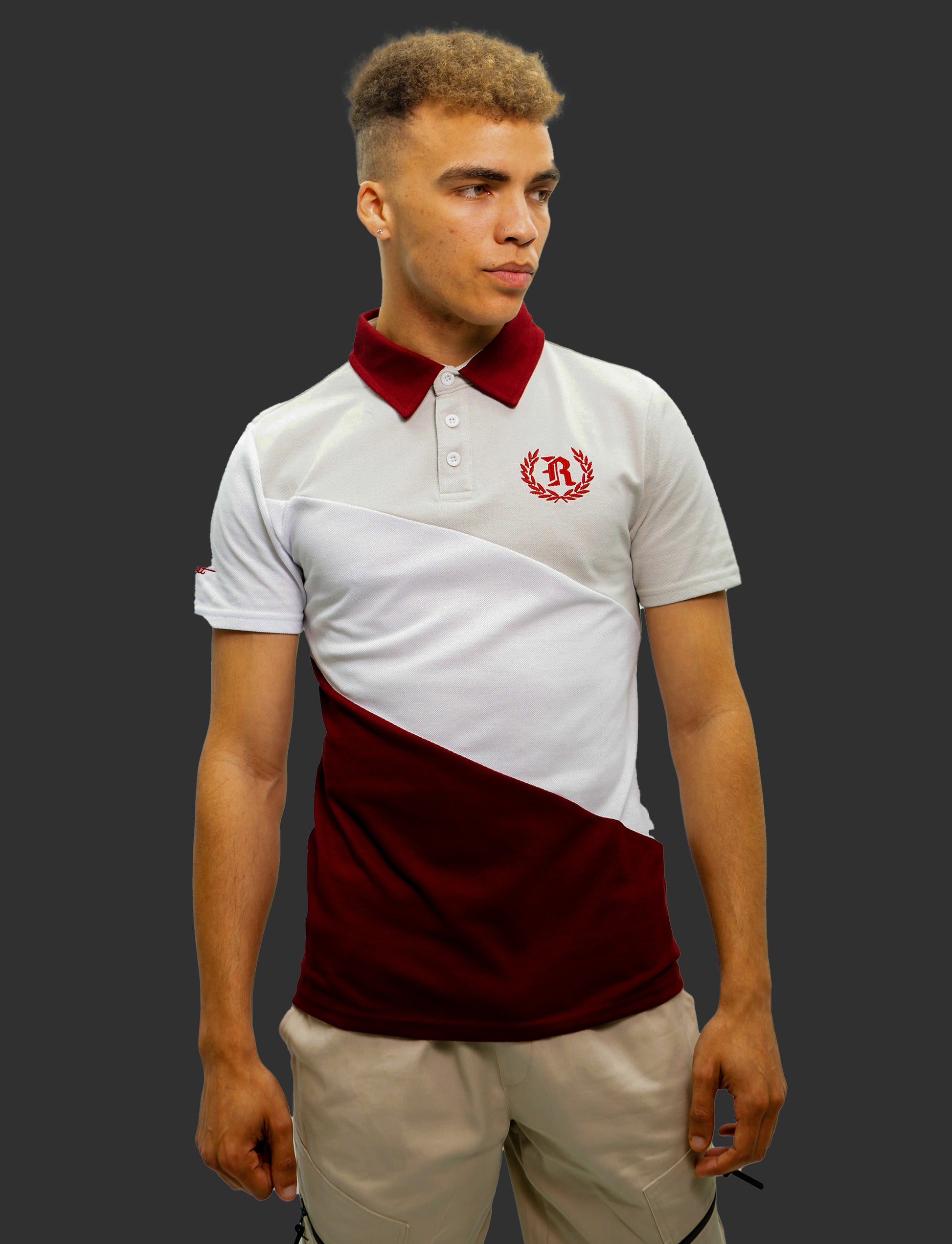 Mens short sleeve panel golfer