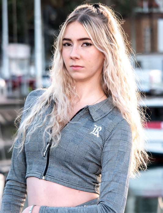 Ladies Check Crop Jacket